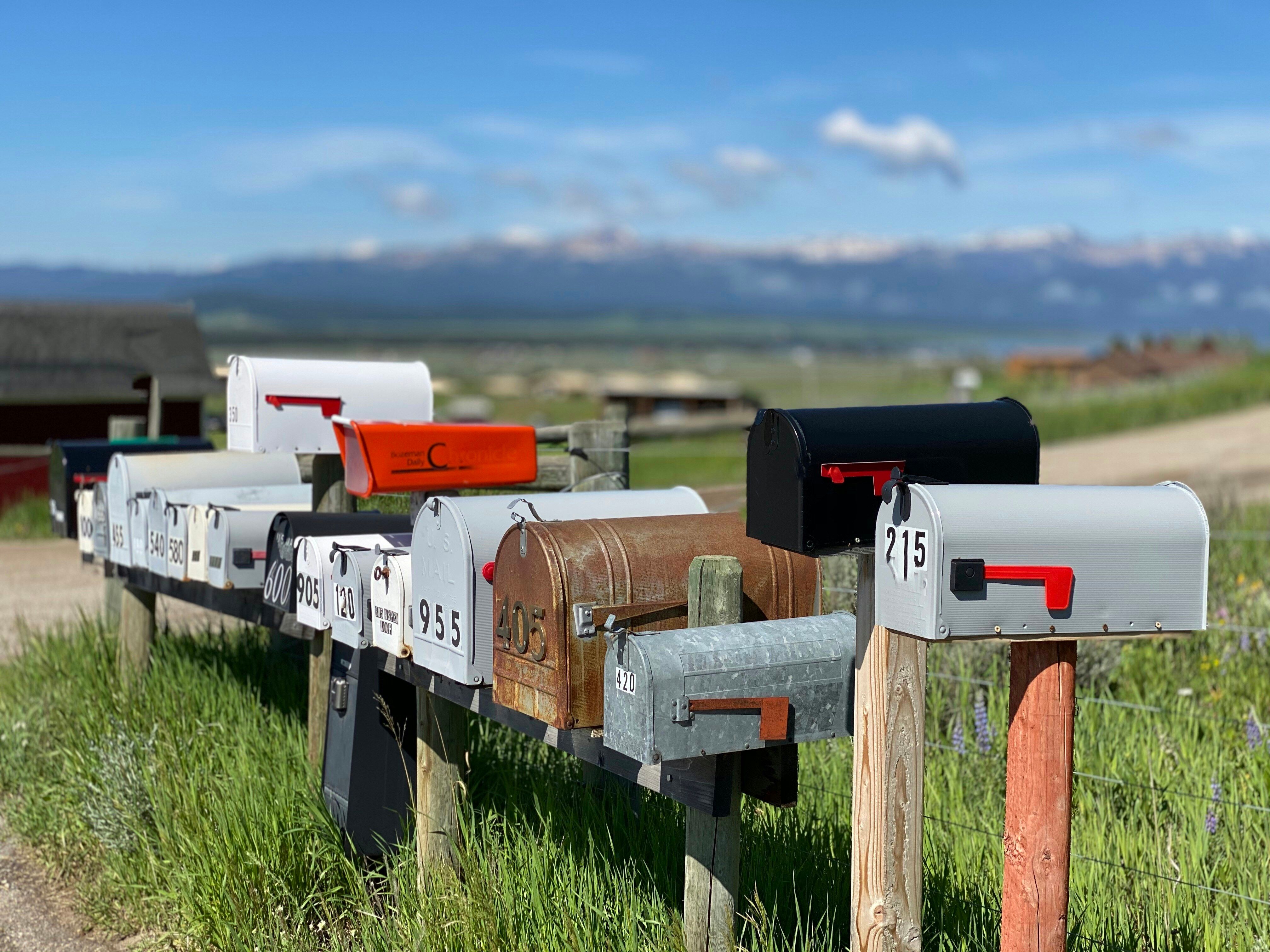 A row of mailboxes